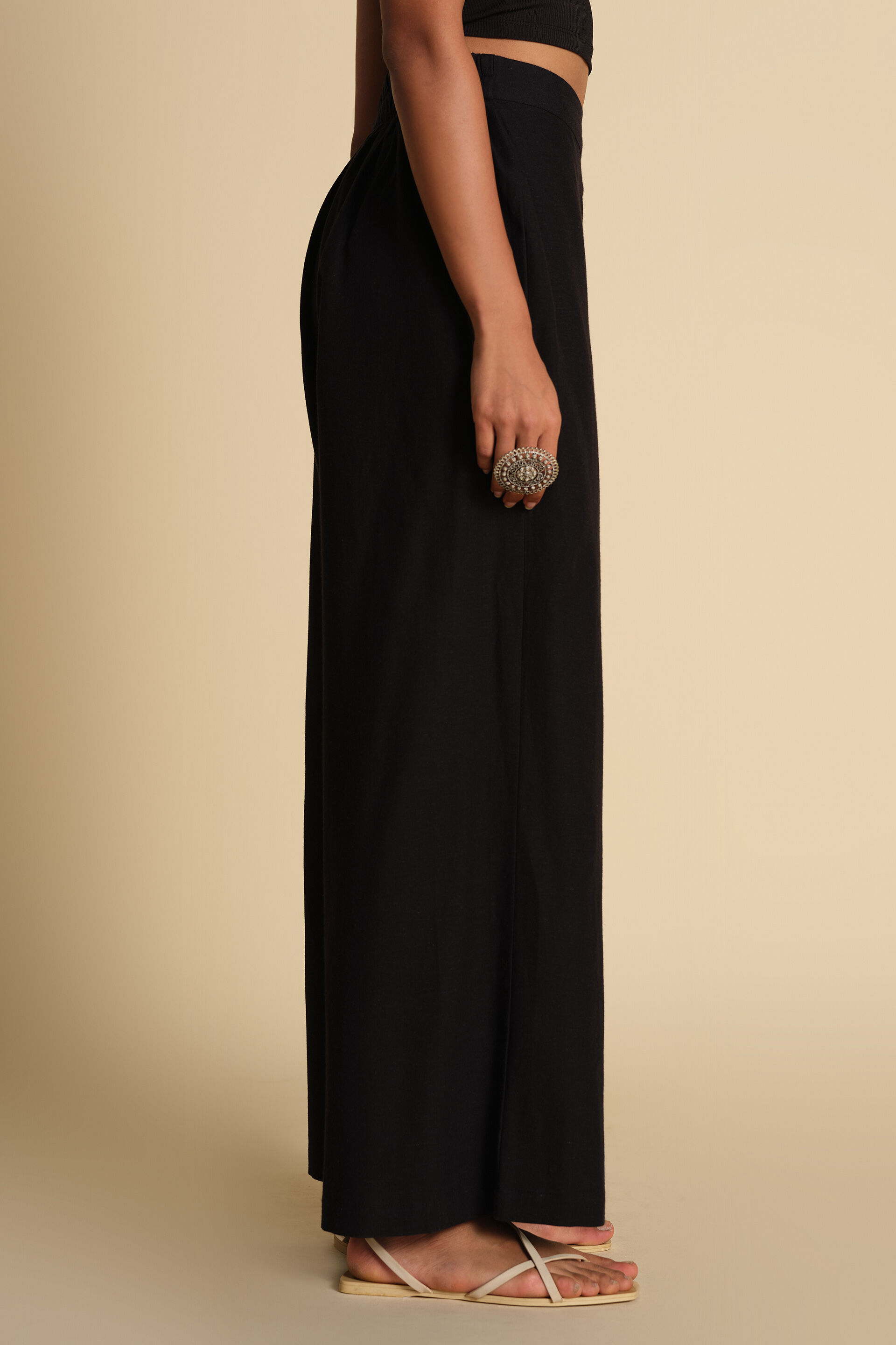 Versatile Straight Fit Black Pants, Black, image 3